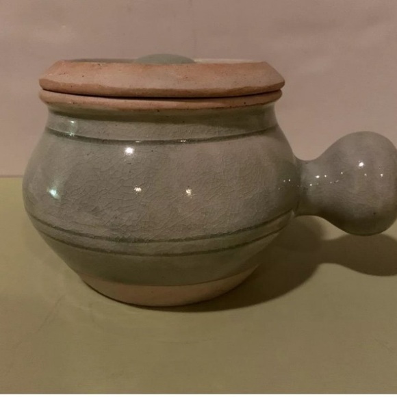 Other - Vintage Stoneware Green Rice Cooking Pot With Lid & Handle Made In Thailand